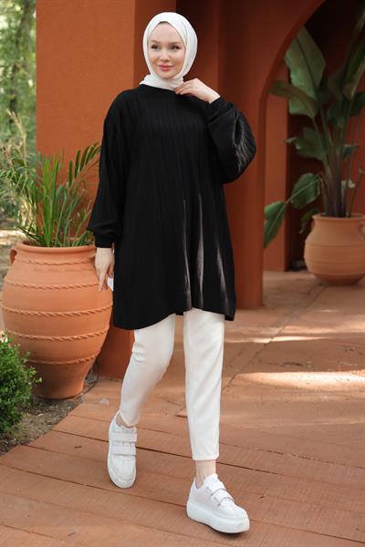 Balon Kol Triko Tunik Siyah HM2519