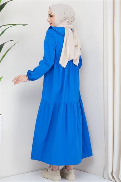 Bebe Yaka Tesettür Elbise İndigo