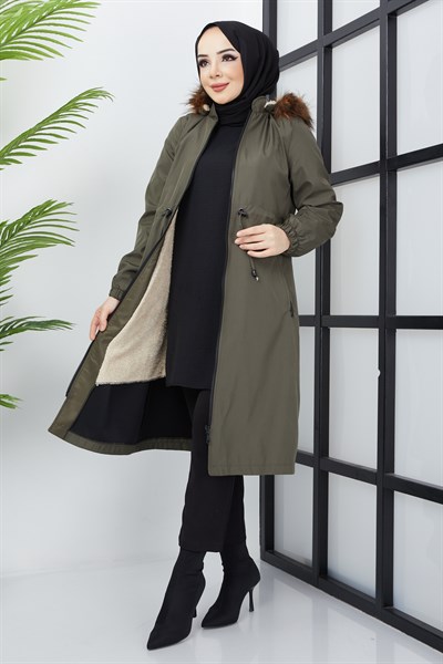 Beli Bağcıklı Mont Haki