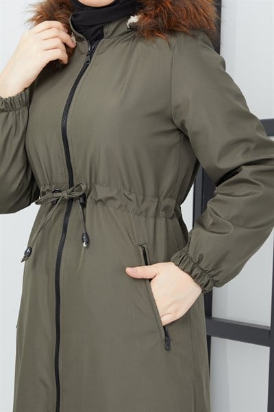 Beli Bağcıklı Mont Haki