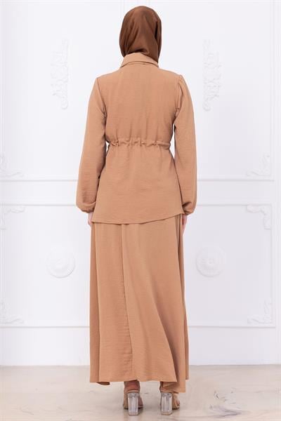 Beli Bağlamalı Etekli Ayrobin Takım Camel HM2734