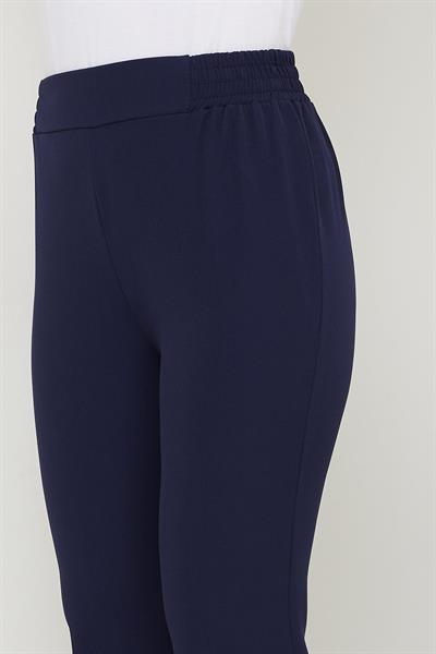 Beli Lastikli İspanyol Paça Kumaş Pantolon Lacivert HM2781