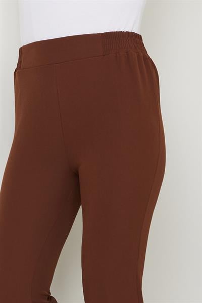 Beli Lastikli İspanyol Paça Kumaş Pantolon Kahverengi HM2781