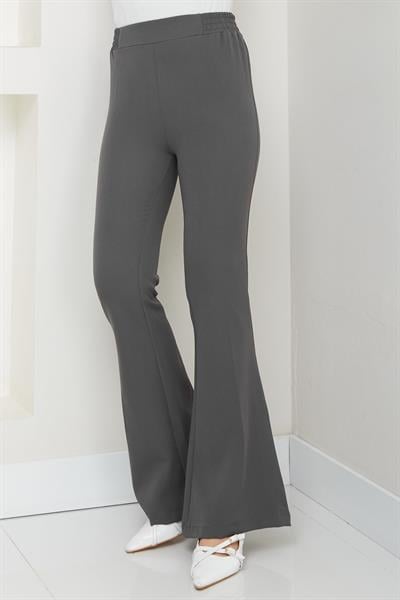 Beli Lastikli İspanyol Paça Kumaş Pantolon Füme HM2781
