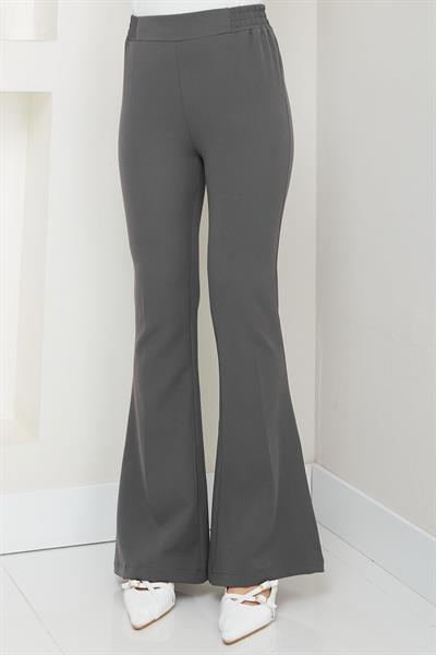 Beli Lastikli İspanyol Paça Kumaş Pantolon Füme HM2781