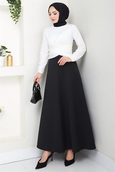 Bisiklet Yaka Büzgülü Sandy Bluz Beyaz HM2765
