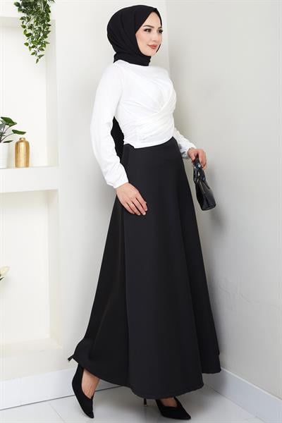 Bisiklet Yaka Büzgülü Sandy Bluz Beyaz HM2765