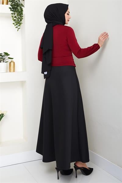 Bisiklet Yaka Büzgülü Sandy Bluz Bordo HM2765