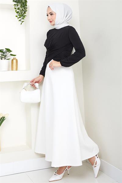 Bisiklet Yaka Büzgülü Sandy Bluz Siyah HM2765