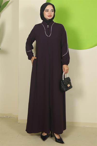 Biye Detaylı Ferace Mürdüm HM2812