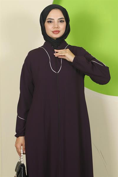 Biye Detaylı Ferace Mürdüm HM2812