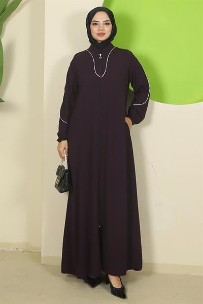 Biye Detaylı Ferace Mürdüm HM2812