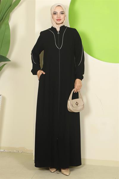 Biye Detaylı Ferace Siyah HM2812