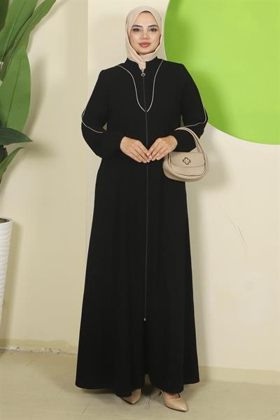 Biye Detaylı Ferace Siyah HM2812