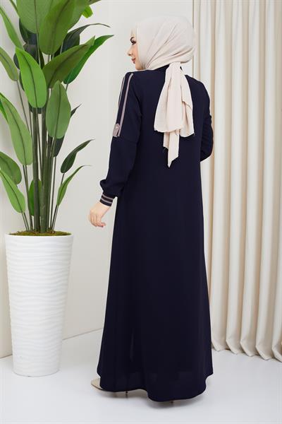 Biye Detaylı Lacivert Ferace