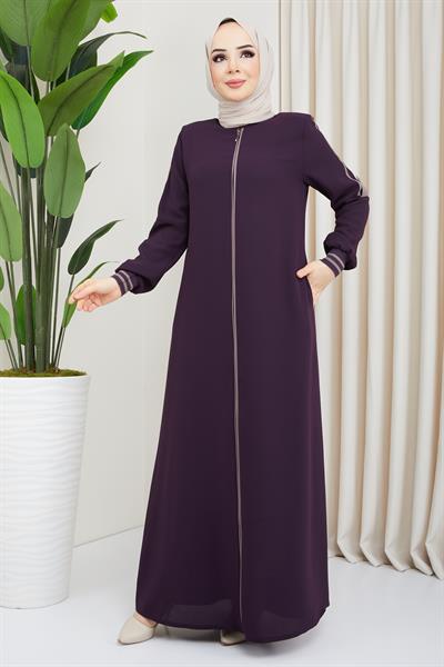 Biye Detaylı Mürdüm Ferace