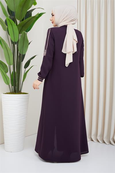 Biye Detaylı Mürdüm Ferace