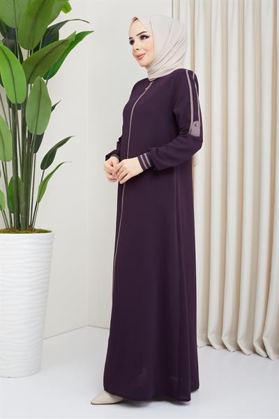 Biye Detaylı Mürdüm Ferace