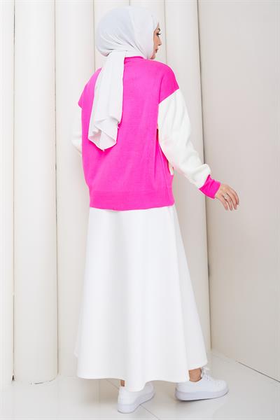 Bomber Yaka Triko Hırka Pembe HM262615