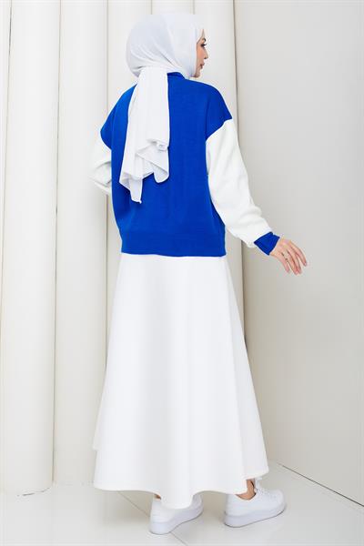 Bomber Yaka Triko Hırka Saks HM262615