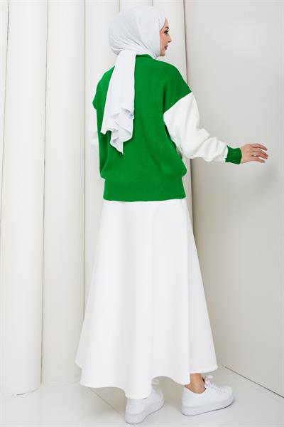 Bomber Yaka Triko Hırka Yeşil HM262615