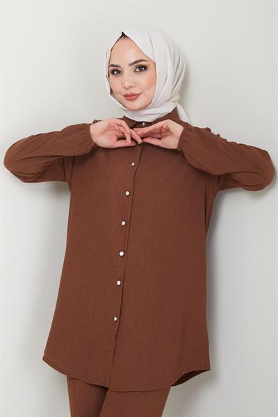 Bürümcük Gömlekli Takım Kahverengi HM2394