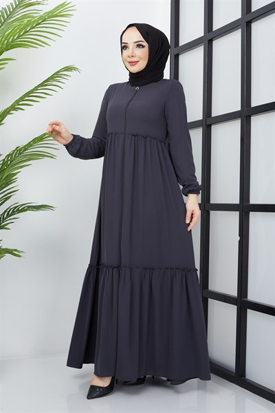 Büzgü Detaylı Antrasit Ferace 