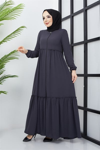 Büzgü Detaylı Antrasit Ferace 