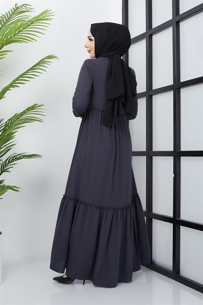 Büzgü Detaylı Antrasit Ferace 