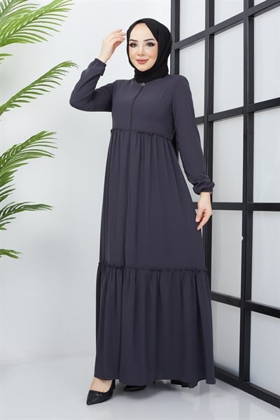 Büzgü Detaylı Antrasit Ferace 