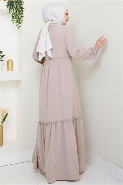 Büzgü Detaylı Ferace Bej HM2034