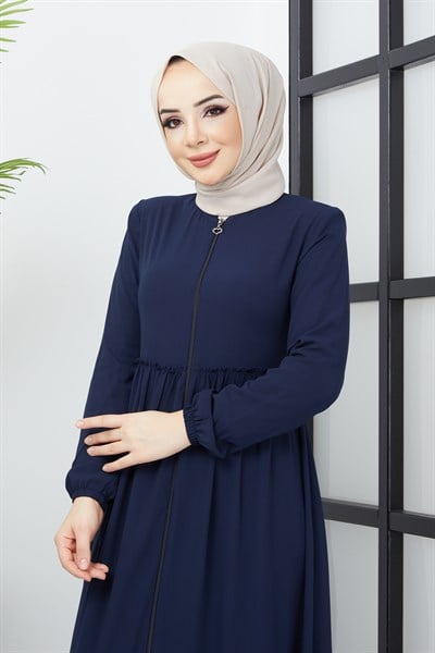 Büzgü Detaylı Lacivert Ferace 