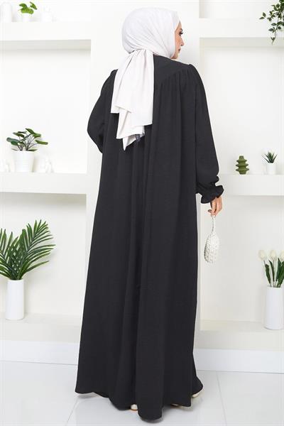 Büzgülü Robalı Elbise Antrasit HM2501