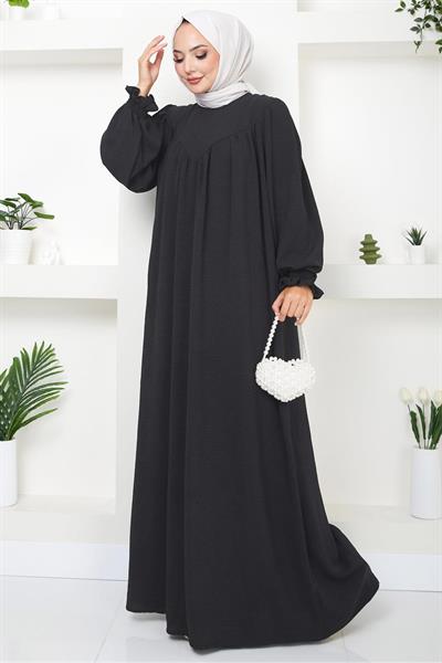Büzgülü Robalı Elbise Antrasit HM2501