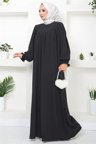 Büzgülü Robalı Elbise Antrasit HM2501
