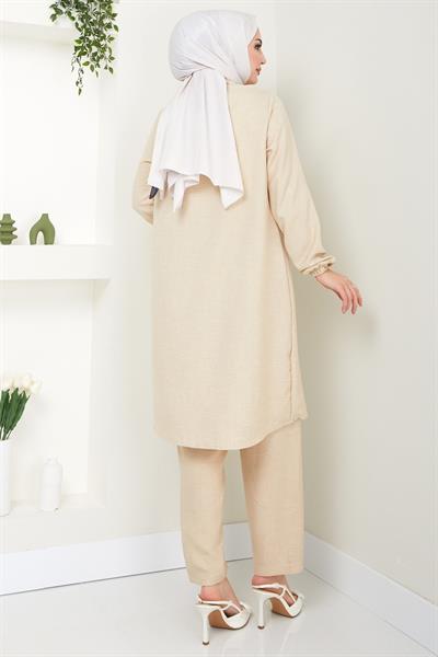 Cebi Taşlı İkili Takım Bej HM2447