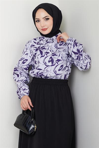 Çiçek Desenli Etekli Takım Mor HM2739