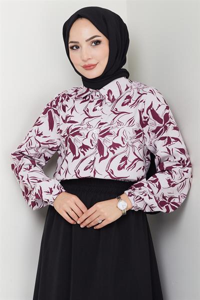 Çiçek Desenli Etekli Takım Mürdüm HM2739