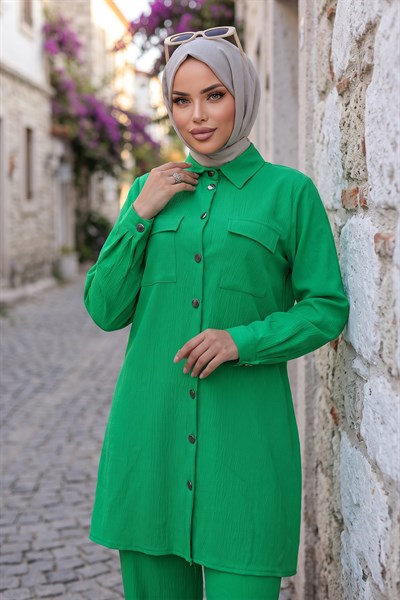 Çift Cepli Gömlekli İkili Takım Yeşil HM2685
