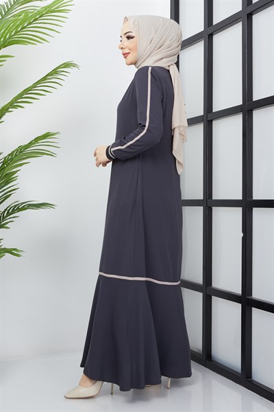 Çizgi Detaylı Antrasit Ferace 