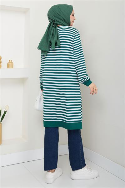 Çizgili Penye Tunik Zümrüt HM2418