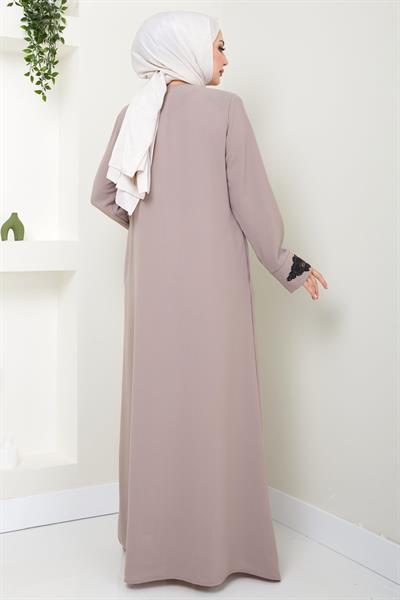 Damla Taş Detaylı Ferace Vizon HM2435