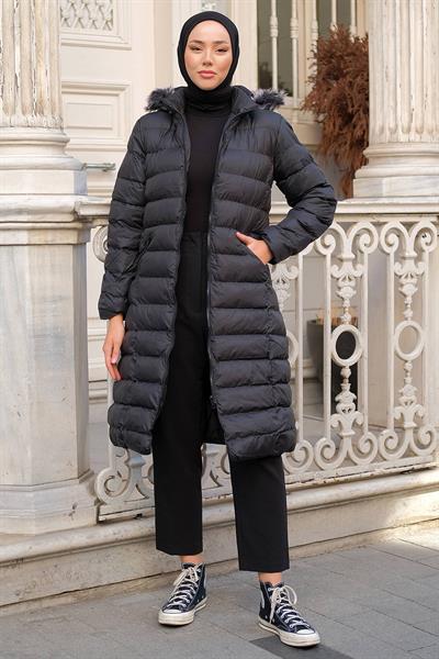 Dolumlu Şişme Mont Siyah HM2294