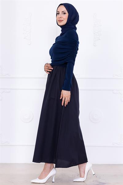 Drapeli Elbise Lacivert HM2780