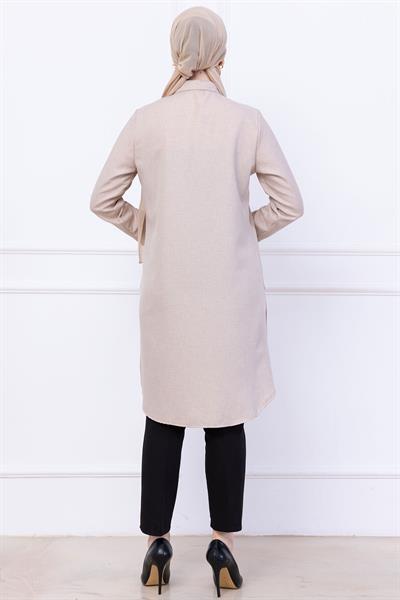 Düğme Detaylı Tunik Bej HM2737