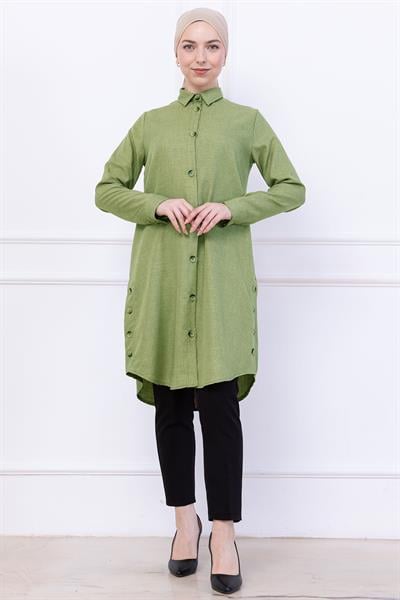 Düğme Detaylı Tunik Çağla HM2737