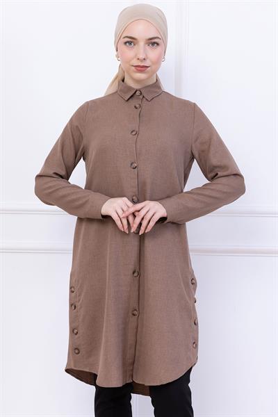 Düğme Detaylı Tunik Vizon HM2737