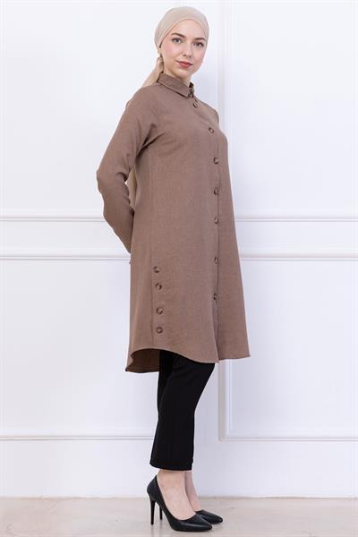 Düğme Detaylı Tunik Vizon HM2737