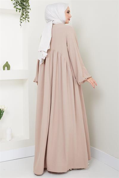 Eva Ayrobin Tesettür Elbise Bej HM2454