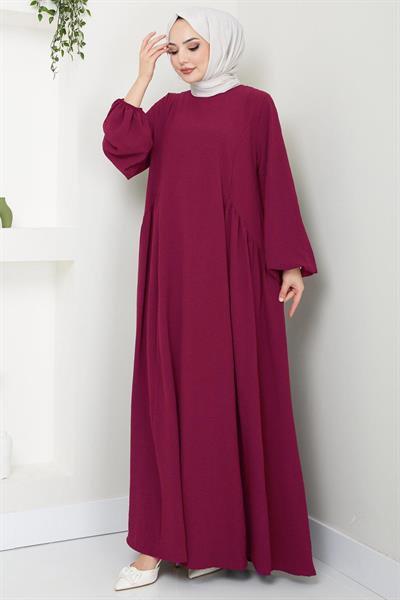 Eva Ayrobin Tesettür Elbise Bordo HM2454